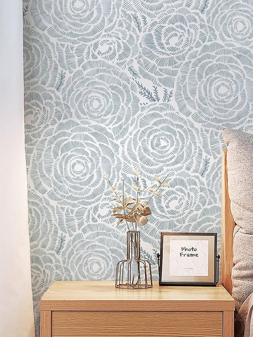 Blue Floral Peel & Stick Wallpaper Roll NEW